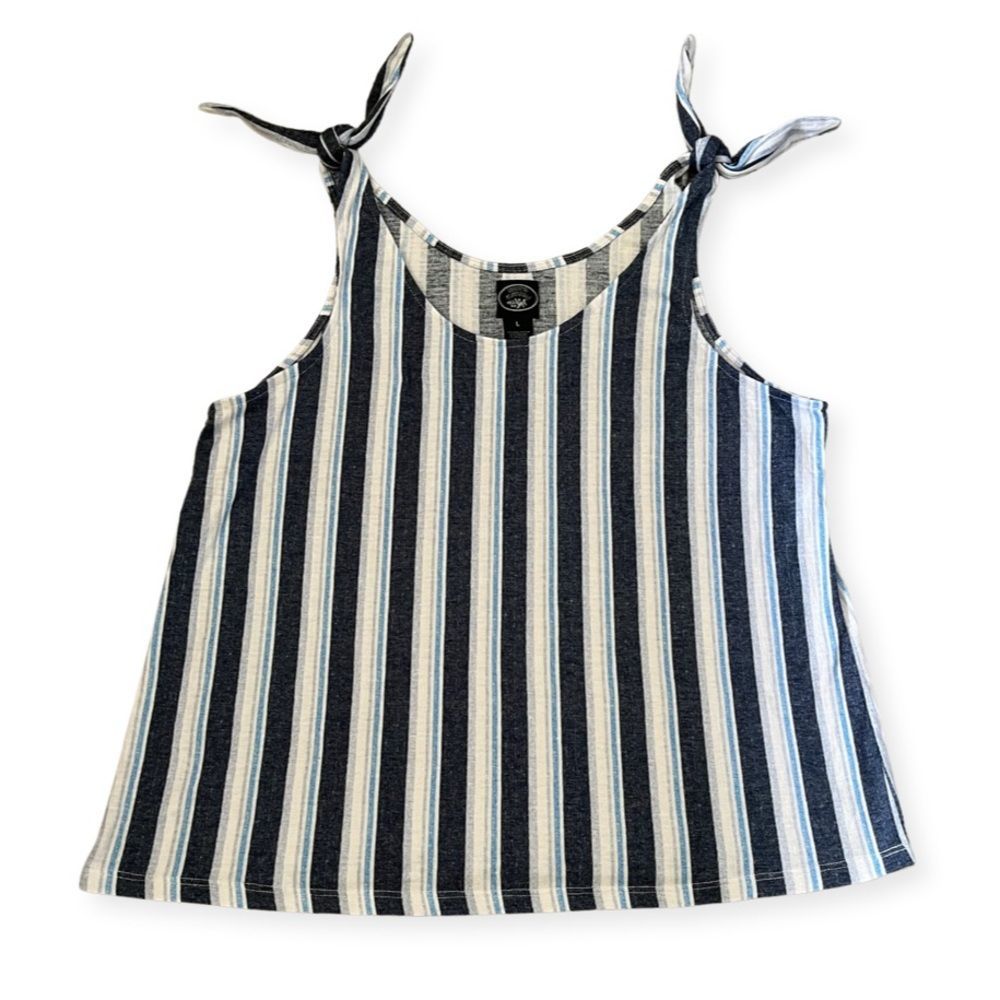 Laura Ashley Striped Tie Shoulder Tank Top